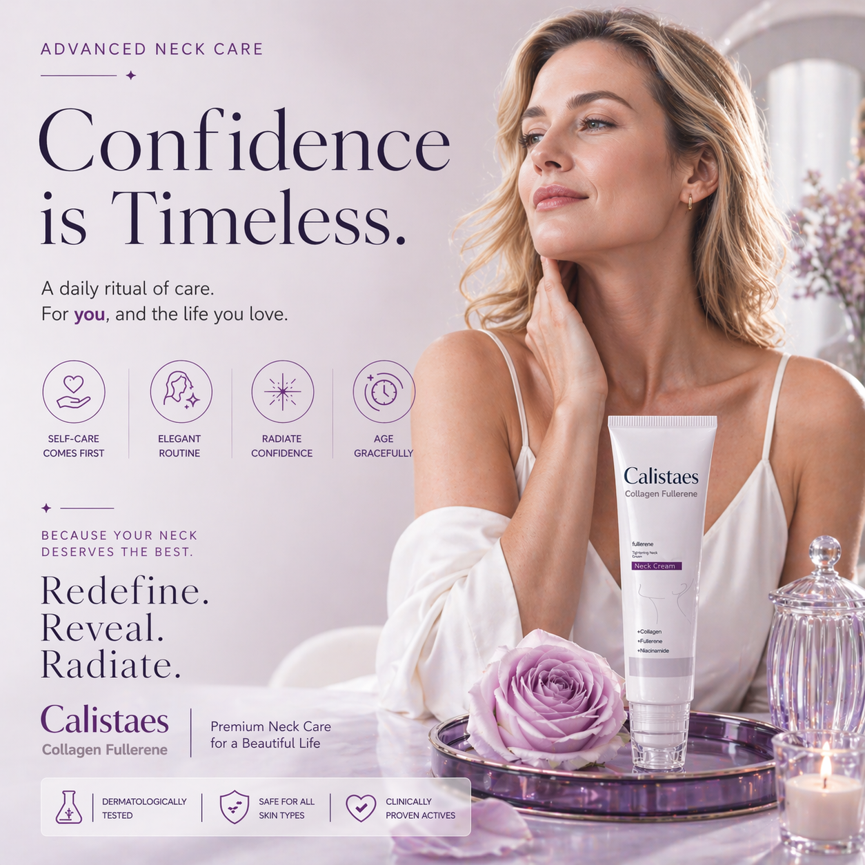 Calistaes™Five Rollers for All Around Massage,Neck Firming Cream,Collagen Neck Cream,Relieves Edema